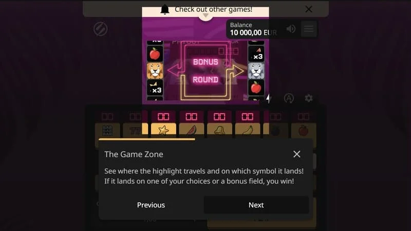 Lion Zama Fruits Bonus Spins - pagkolekta ng Scatter symbols at pag-trigger ng special mode